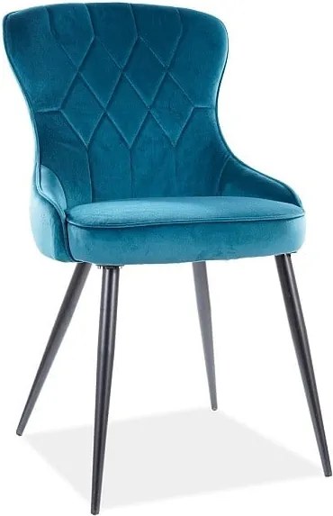 Sedia Lotus in velluto turchese Blu85