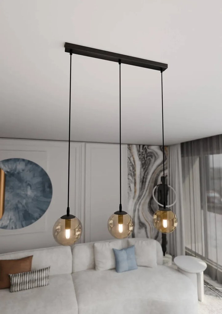 Lampadario a sospensione COSMO 3 BLACK MIODOWY
