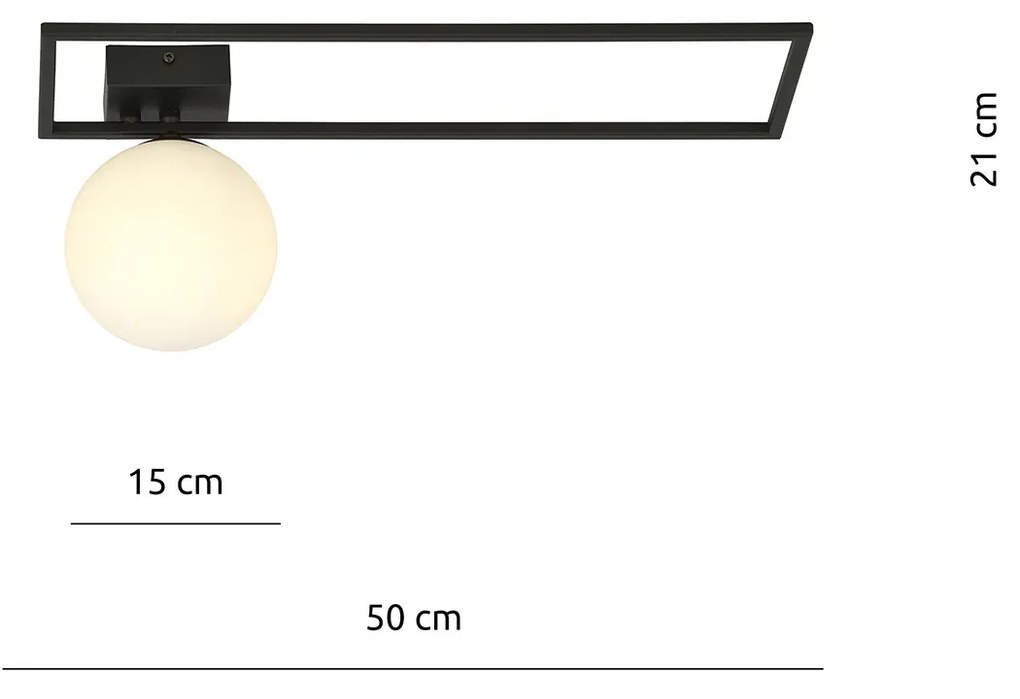 Plafoniera Moderna 1 Luce Andromeda 1130/1B In Acciaio Nero Vetro Opale