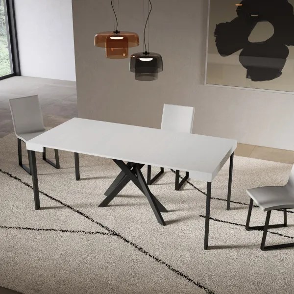 Consolle allungabile Libo Small - Bianco frassino gambe antracite 90x40/196 cm