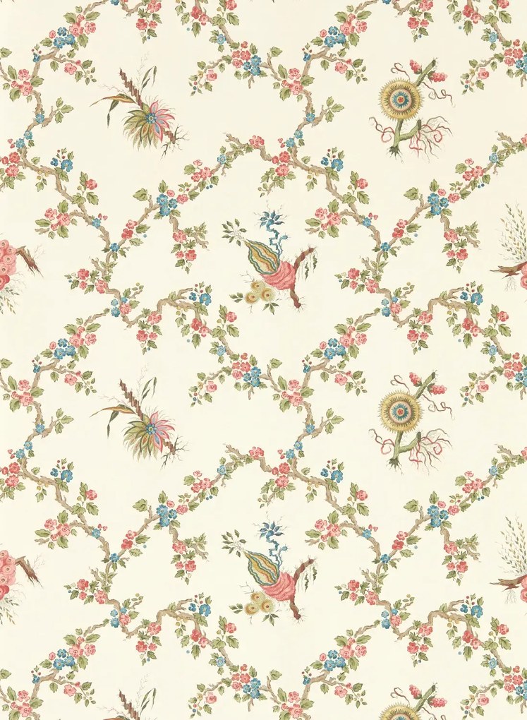 Sanderson Carta da parati Trelliage - Raspberry/ Stone