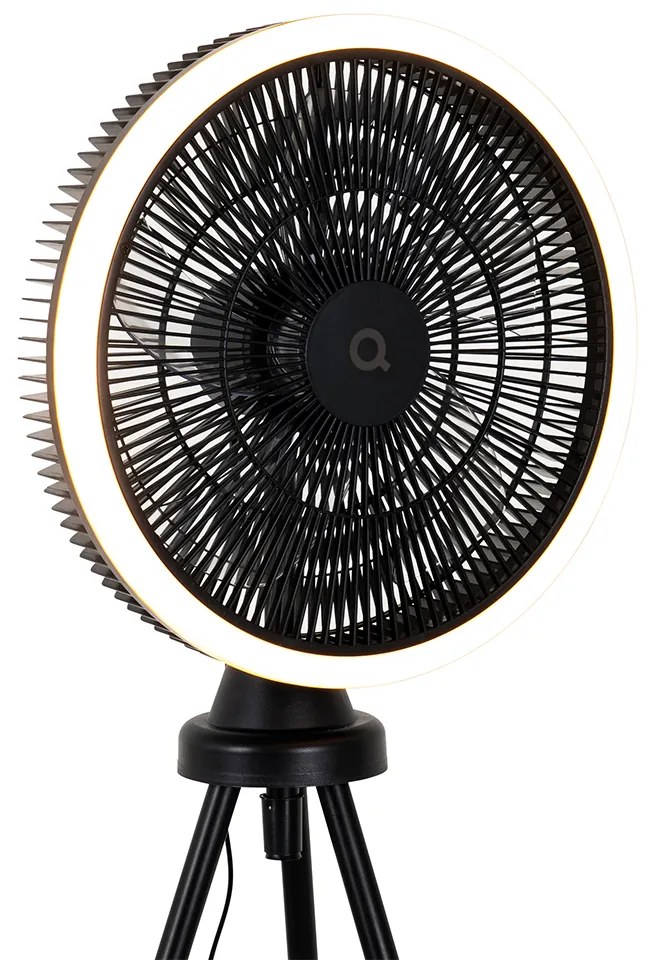 Ventilatore da pavimento treppiede nero con LED dimmerabile a 3 livelli - Meric