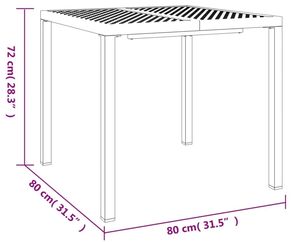 Tavolo da Giardino Antracite 80x80x72 cm Acciaio