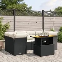 Set Divani da Giardino con Cuscini 7pz Nero Polyrattancod mxl 113218