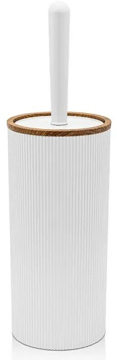 Portascopino wc Bianco dettagli effetto legno serie Blob
