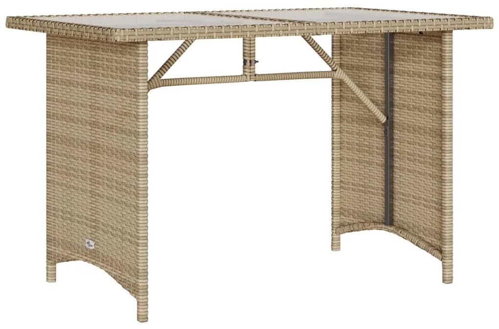 Tavolo da giardino piano in vetro beige 110x68x70 cm polyrattan