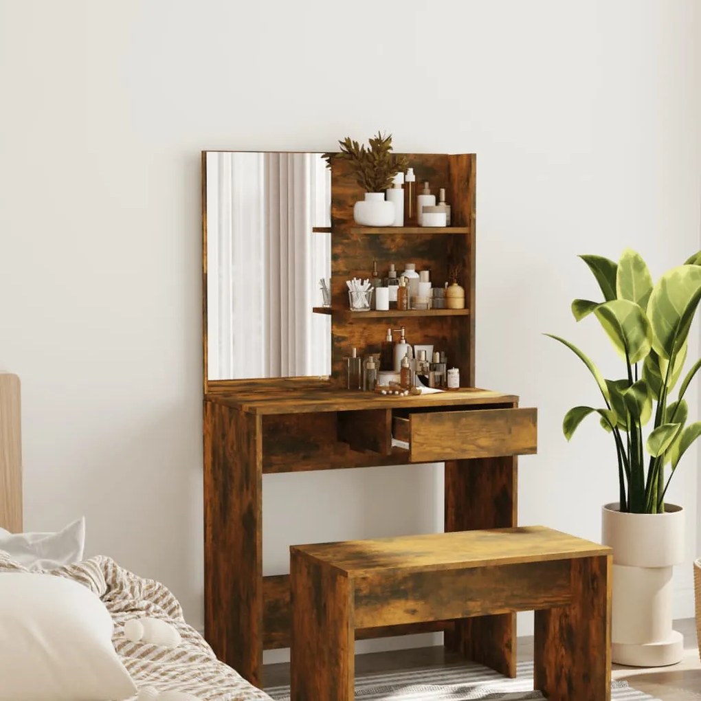 Toeletta Con Specchio Rovere Fumo 74,5x40x141 Cm /
