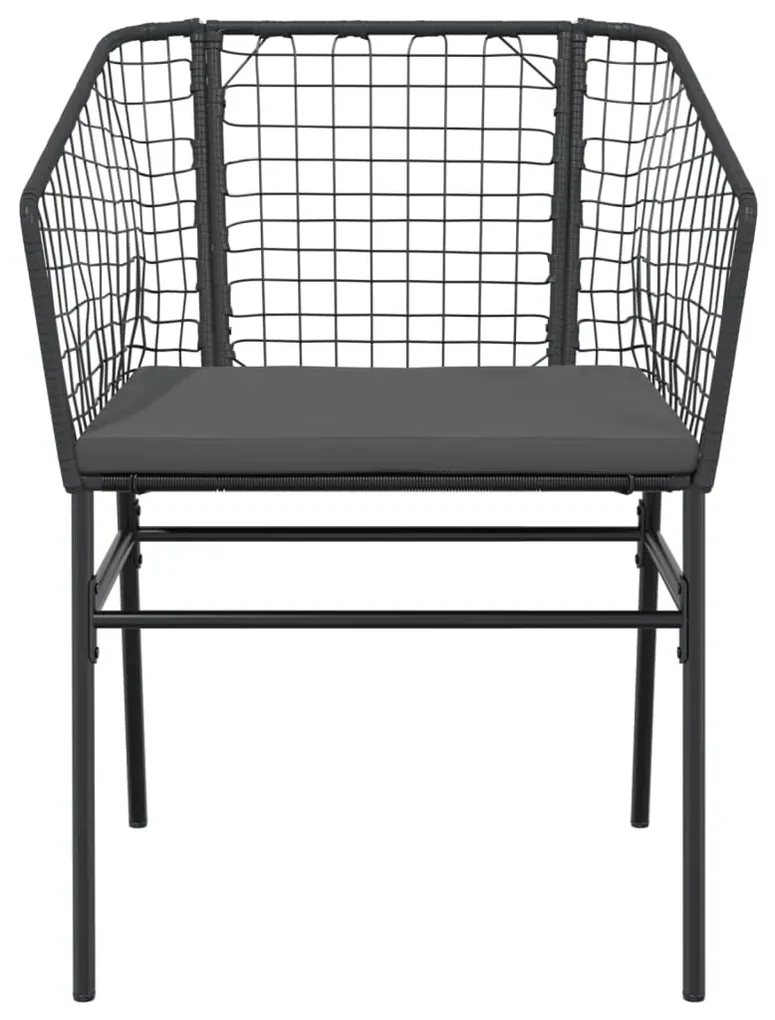 Sedie da giardino con cuscini 2 pz nere in polyrattan