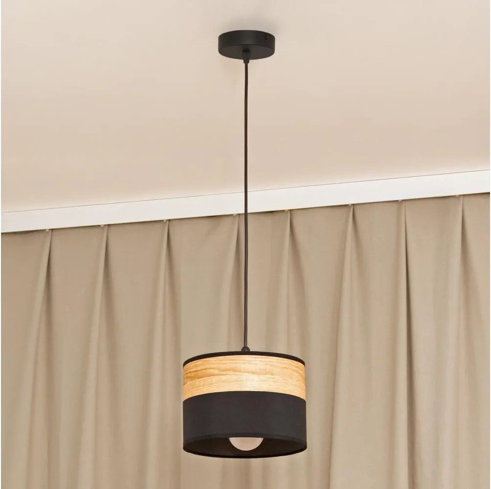 Lampadario a sospensione con cavo ALBA 1xE27/15W/230V Ø 20 cm nero/marrone