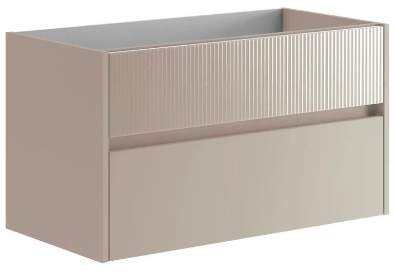 Mobile da bagno sotto lavabo Niwa beige laccato opaco L 89.5 x H 50 x P 45.5 cm 2 cassetti, lavabo non incluso