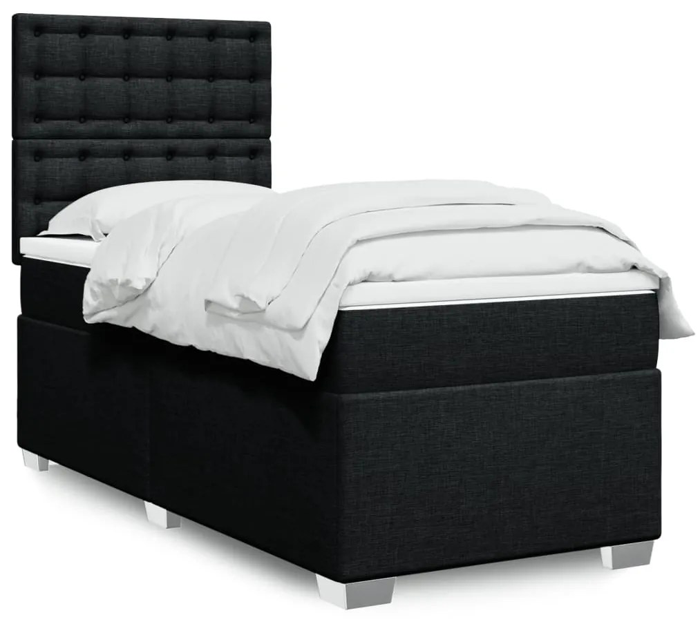 Giroletto A Molle Con Materasso Nero 100x200 Cm İn Tessuto /