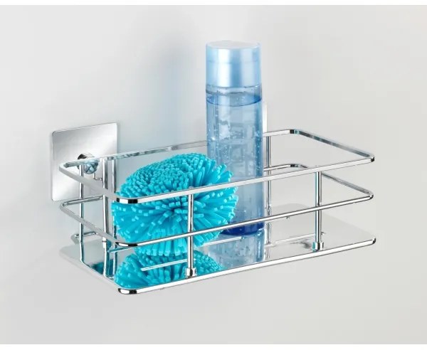 WENKO 23854800 - Mensola TURBO-LOC QUADRO ED. 24x14,5 cm in acciaio inossidabile / cromo lucido