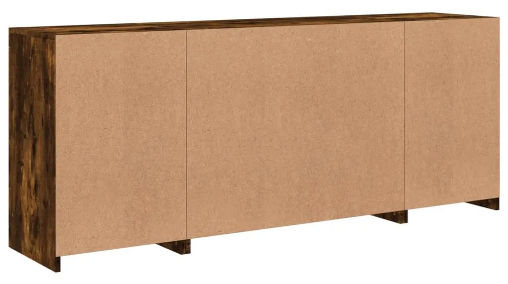 Credenza con Luci LED Rovere Fumo 163x37x67 cm