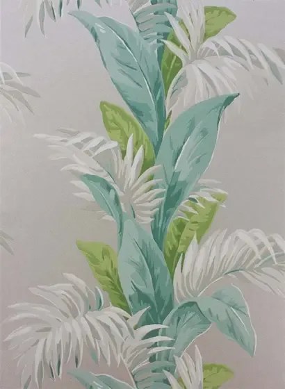 Tapete Palmetto von Osborne & Little - Aqua/ Stone/ Ivory