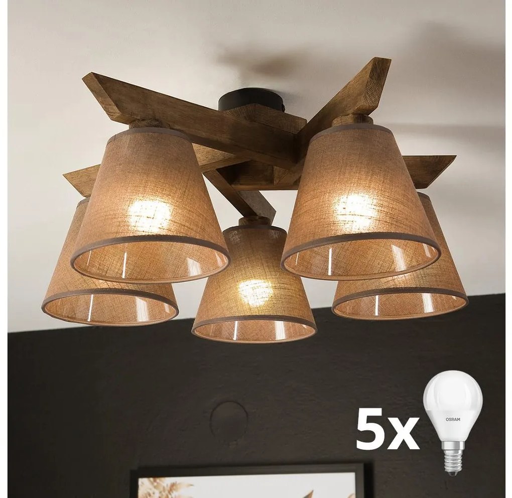 Brilagi - Lampadario LED ANTHONY 5xE14/40W/230V rovere noce/marrone