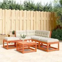 Set Divani Giardino 5pz con Cuscini Marrone Cera Massello Pinocod mxl 112214