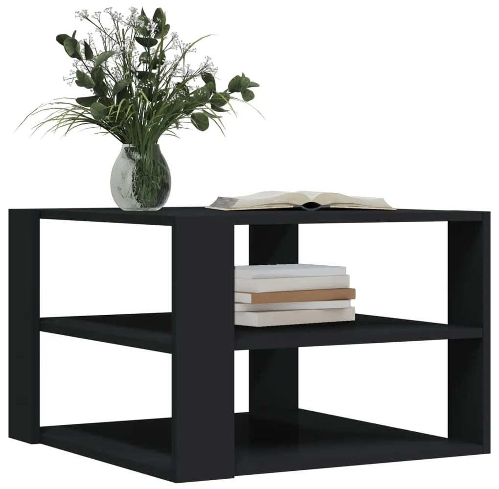 Tavolino da salotto nero 59,5x59,5x40 cm in legno multistrato