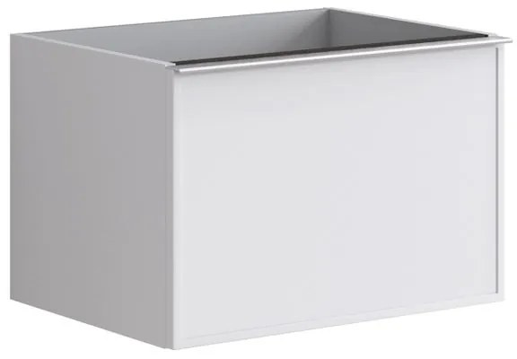 Mobile da bagno sotto lavabo Pixel frame bianco e maniglia alluminio brillante laccato L 60 x H 40 x P 45.5 cm 2 cassetti, lavabo non incluso