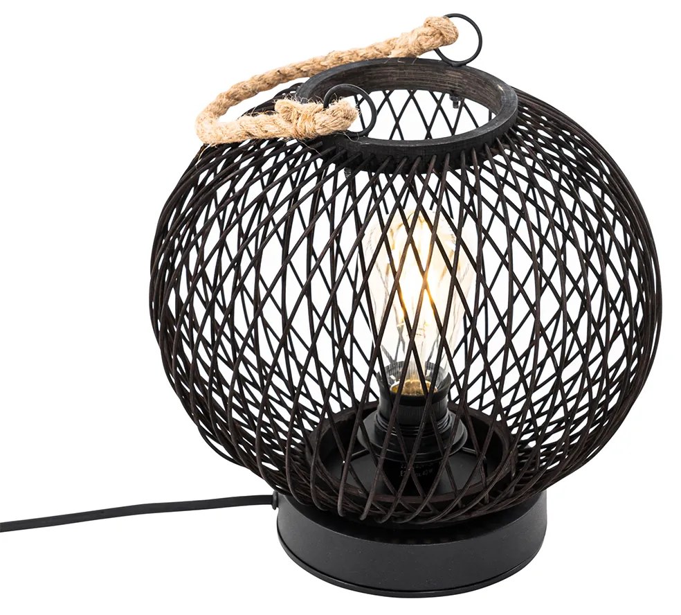 Lampada da tavolo da esterno rustica in rattan nero - Calamus
