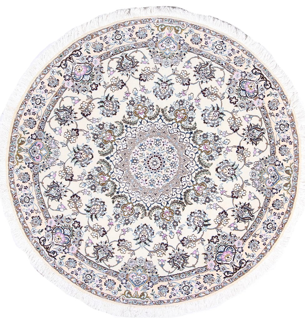 Nain Tappeto 150 x 150 Beige (Iran) Annodato A Mano