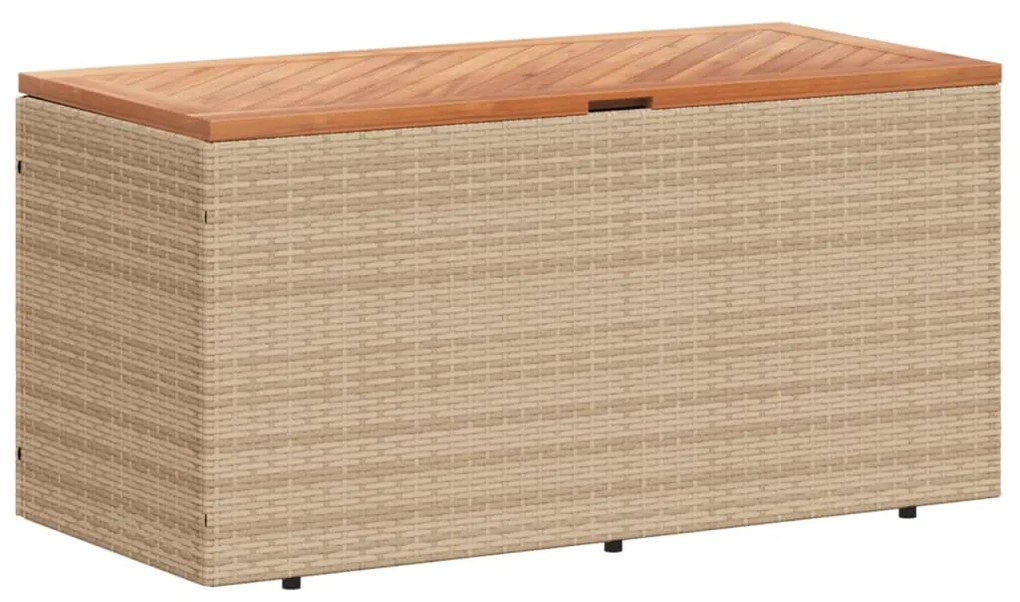 Contenitore da giardino beige 110x50x54 cm polyrattan e acacia