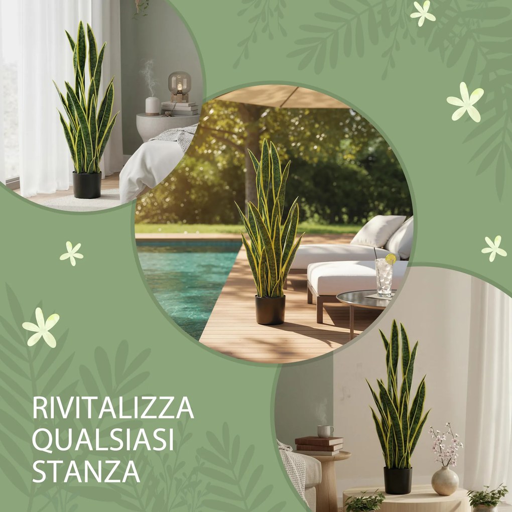 Sanseveria Artificiale in Vaso Ø20x90 cm da Esterno e Interno con 21 Foglie Modellabili...