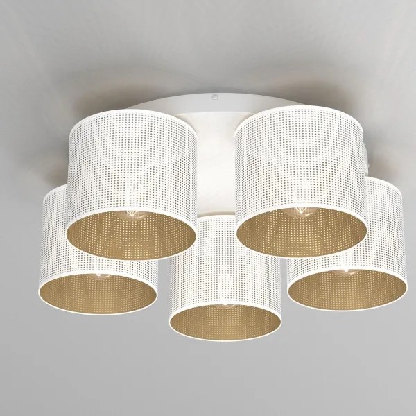 Lampadario a plafone LOFT SHADE 5xE27/60W/230V bianco/oro
