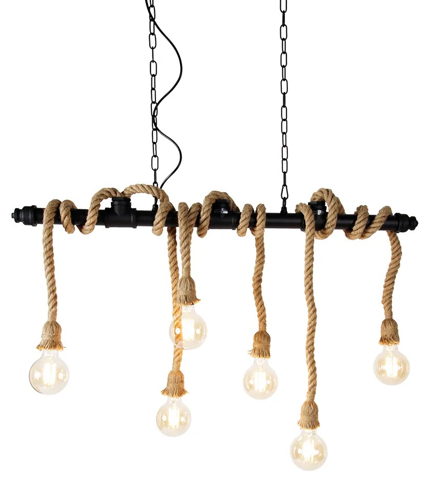 Lampada a sospensione intelligente nera 6 luci incl. Wifi G95 - Plural