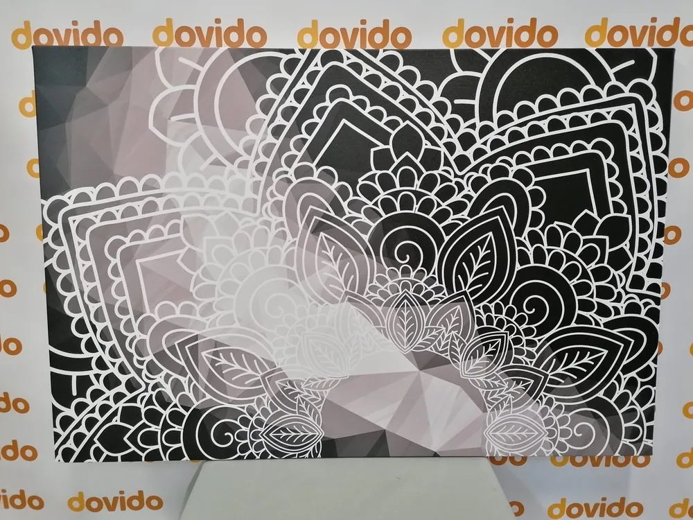 Quadro su tela – Elementi di Mandala in bianco e nero