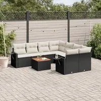 Set Divani da Giardino 9 pz con Cuscini Nero in Polyrattancod mxl 116757