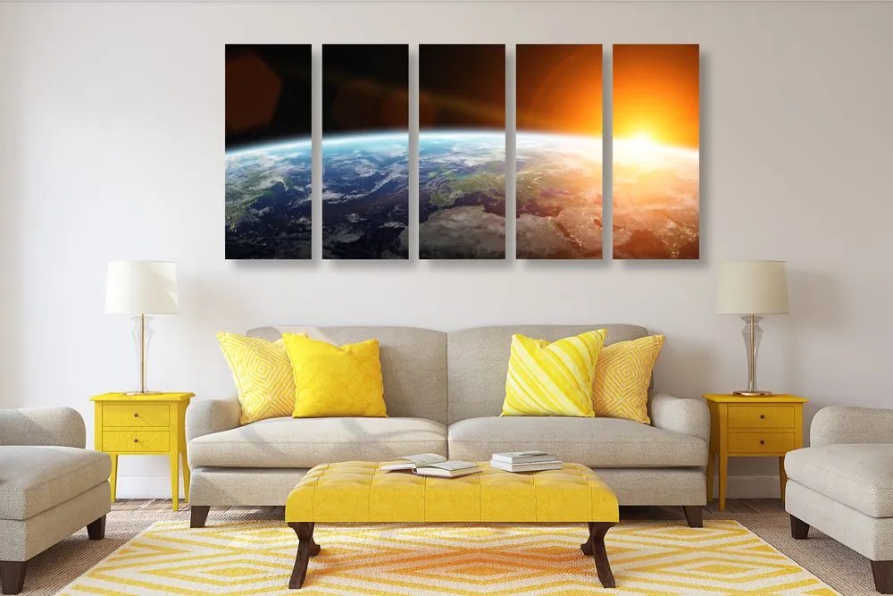 Quadri 5 pezzi – Vista sul pianeta dallo spazio