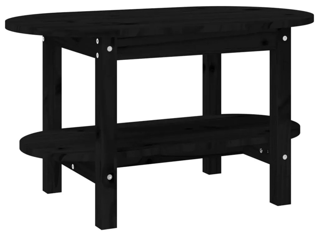 Tavolino da salotto nero 80x45x45 cm in legno massello di pino