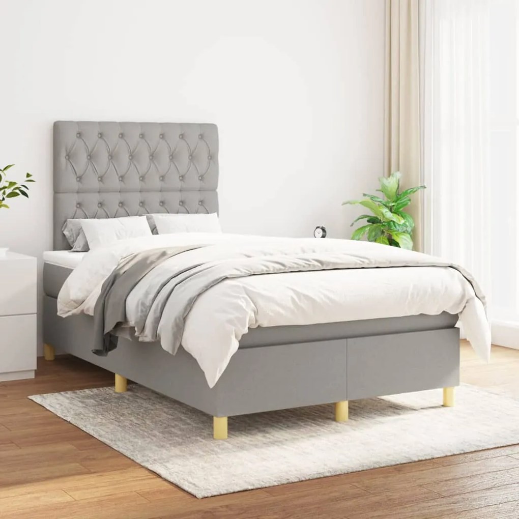 Giroletto A Molle Con Materasso Grigio Chiaro 120x200cm Tessuto /