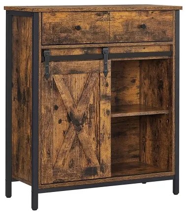 Armadietto con ante scorrevoli e cassetti FIRA marrone/nero