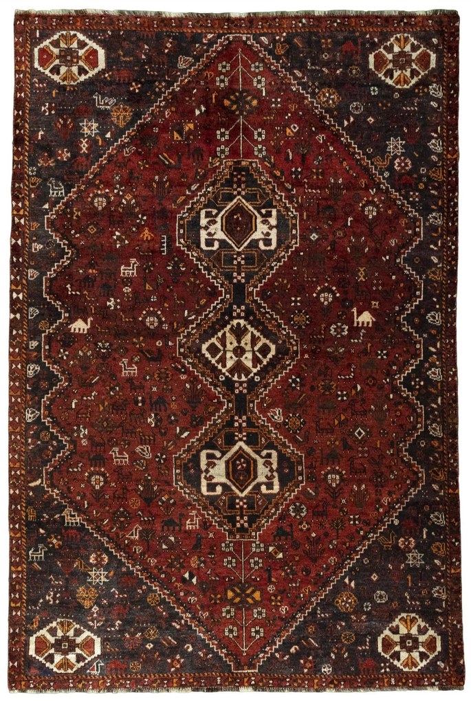 Shiraz Tappeto persiano 270 x 180 Rosso (Iran) Annodato A Mano