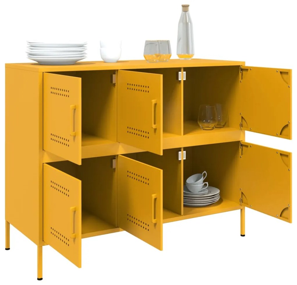 Credenza giallo senape 100,5x39x79 cm acciaio laminato a freddo