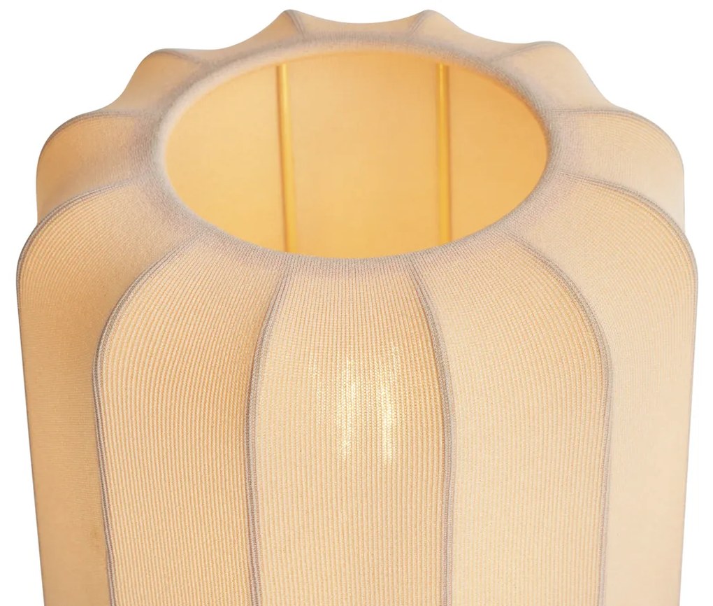 Lampada da tavolo Japandi oro con paralume beige - Pluni