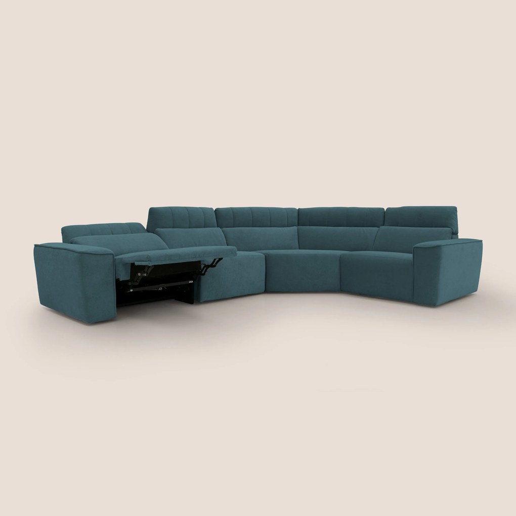 Clark Divano modulare angolare REVERSIBILE con opzione relax elettrico in tessuto smacchiabile impermeabile T17 petrolio