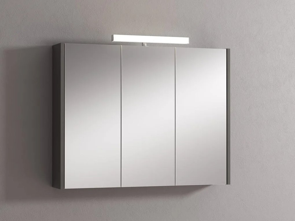 Pensile con luce Akira laccato lucido grigio L 90 x H 70 x P 15.5 cm