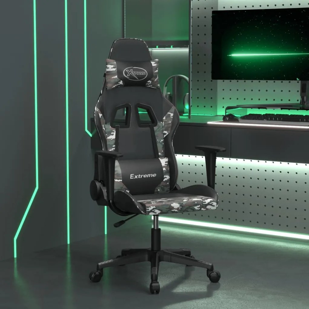 Sedia Da Gaming Massaggiante Nero E Mimetico İn Similpelle /