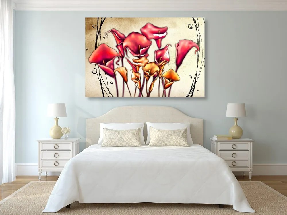 Quadro su tela – Fiori rossi di calla