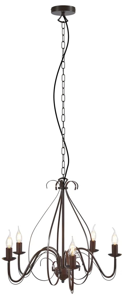 Lampadario classico marrone ruggine a 5 luci - Giuseppe