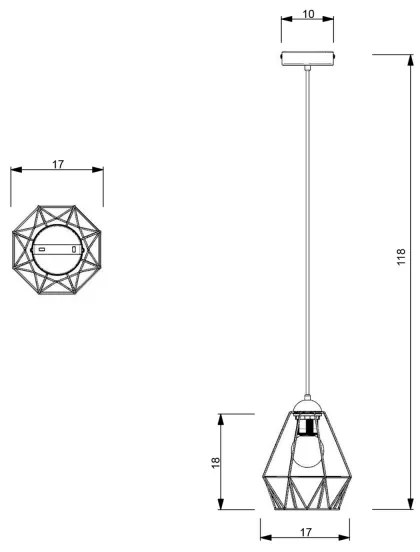 Lampadario su corda BERGEN 1xE27/60W/230V nero/dorato