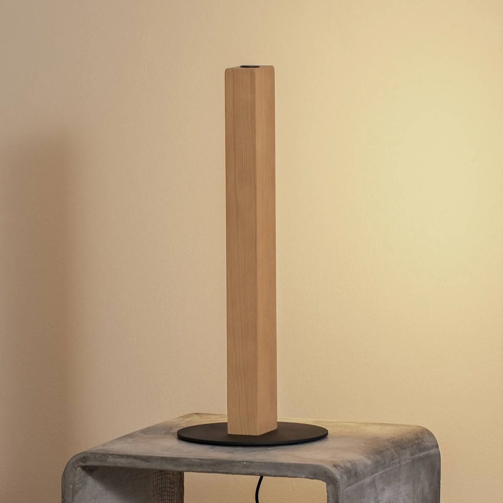 TK Lighting Lampada da tavolo in legno LED Teo, faggio, 42 cm, dimmer touch