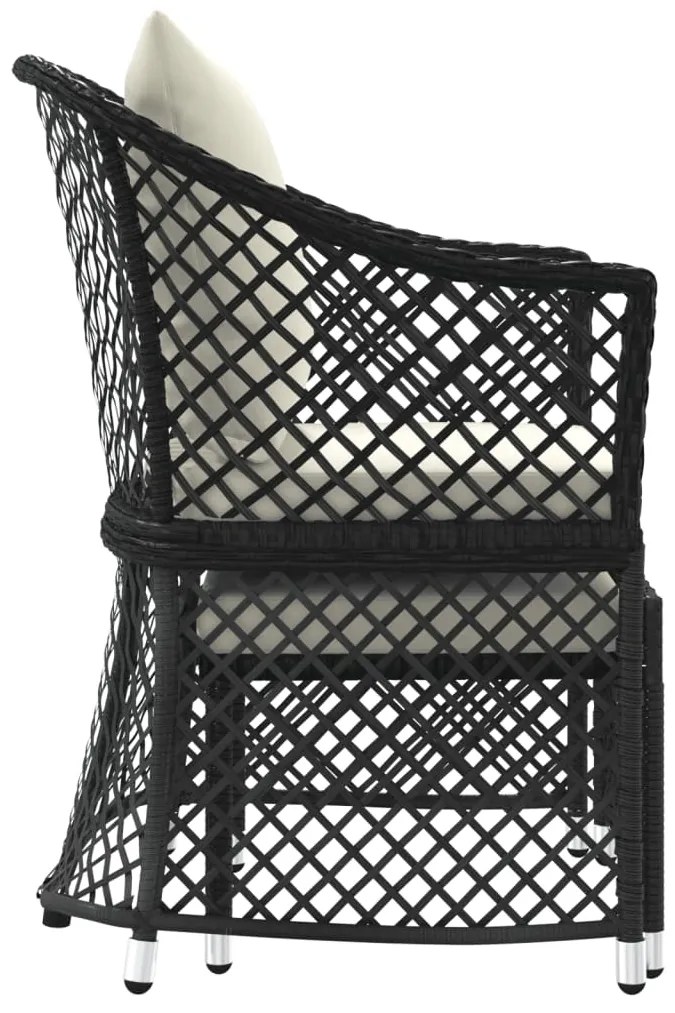 Set da giardino 2 pz con cuscini nero in polyrattan