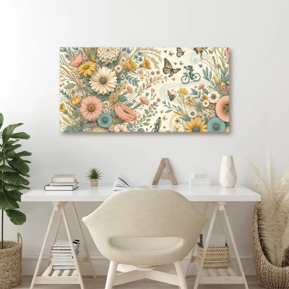 Quadro su tela – Pista ciclabile fiorita