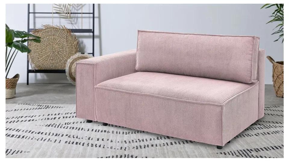 Modulo divano in velluto a coste rosa chiaro, angolo sinistro Nihad modular - Bobochic Paris