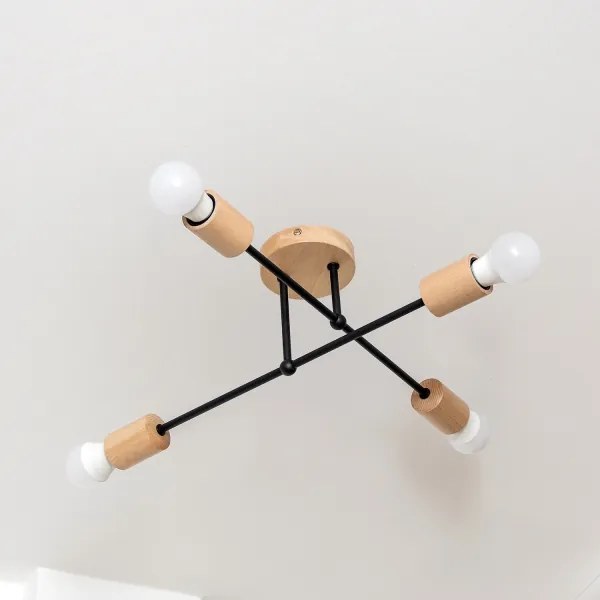 Plafoniera da soffitto CAMBRIDGE 4xE27/15W/230V pino