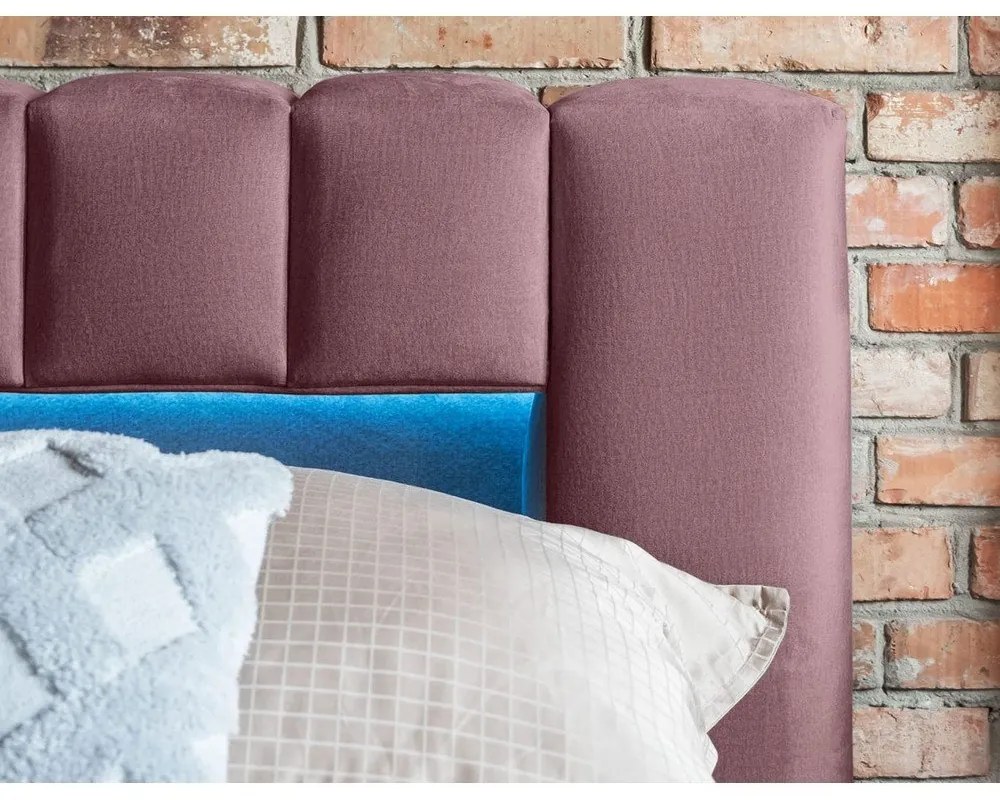 Letto matrimoniale imbottito rosa con contenitore con rete inclusa 160x200 cm Lamica – ELTAP