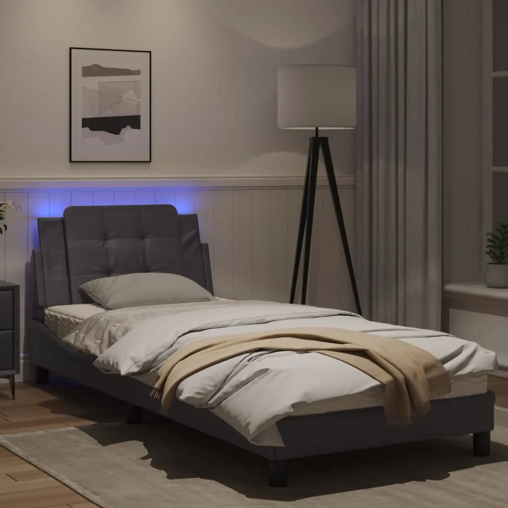Giroletto con luci led grigio 80x200 cm in similpelle